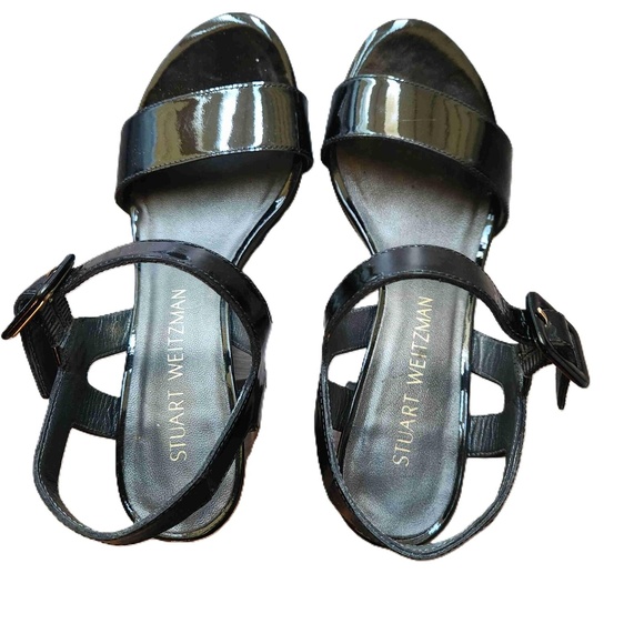 Stuart Weitzman Womens Black Patent Leather Ankle Strap Sandals Size US 5 - Picture 9 of 16